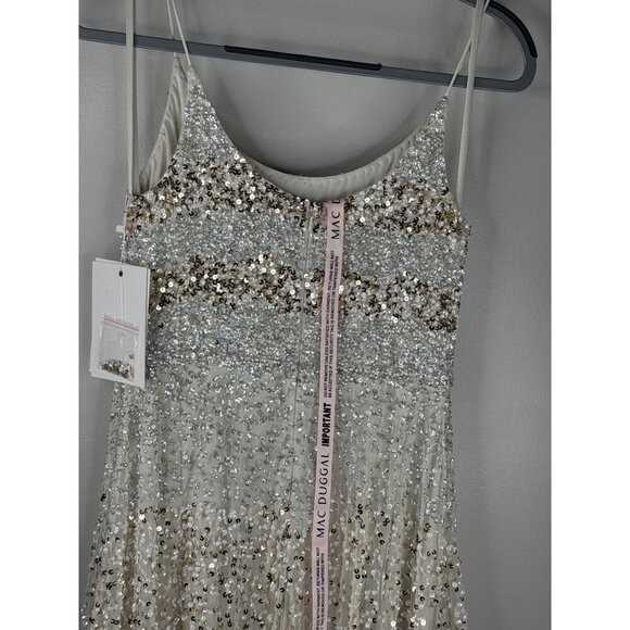 NWT MAC DUGGAL 10883 Embellished Scoop Neck Tiered Gown Champagne Size 6 - Picture 11 of 12
